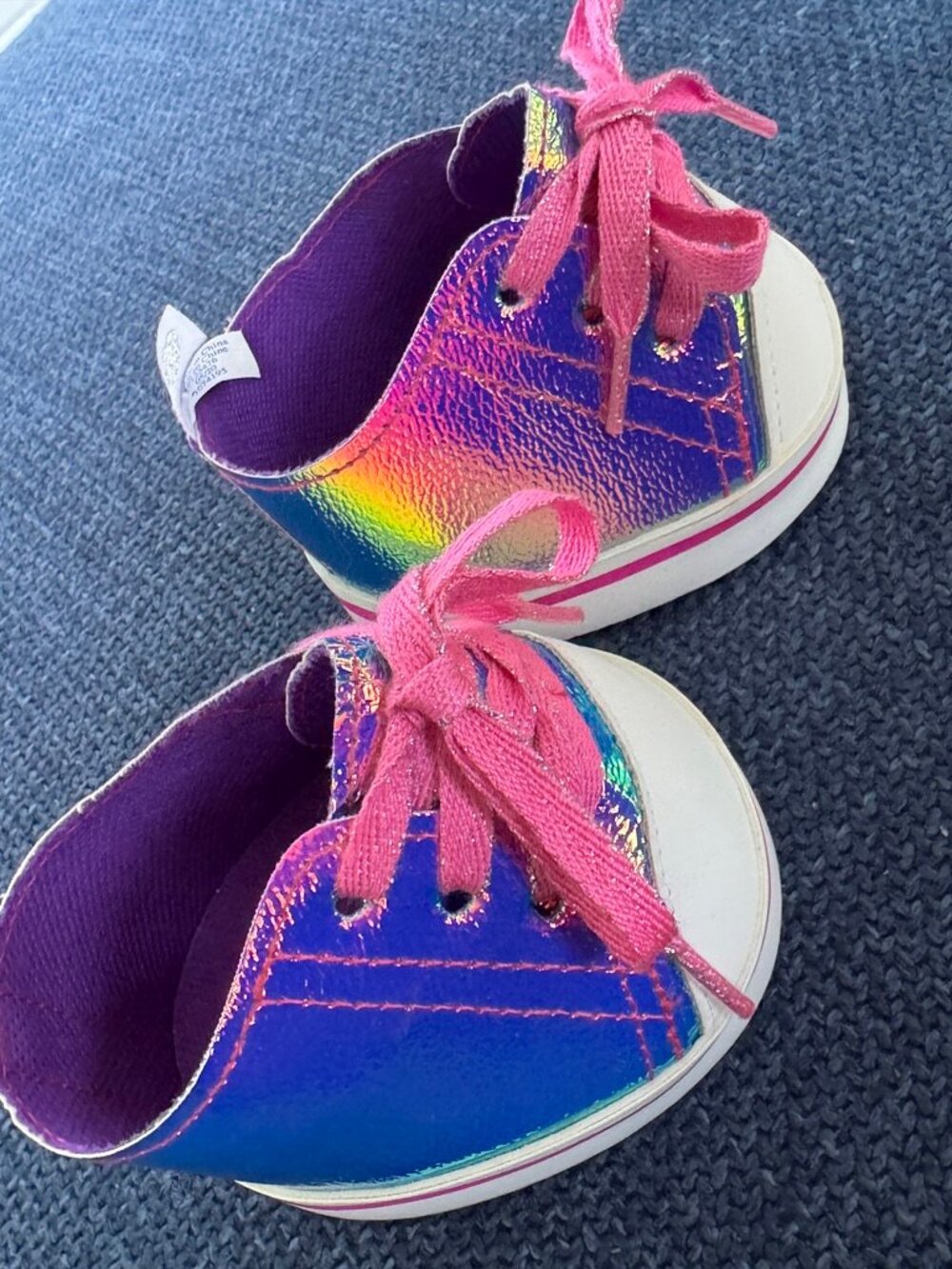 Build-a-Bear Shoes 80s Iridescent Hi-Top Sneakers Colorful Dopamine Accessories
